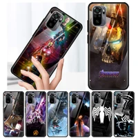 marve llegends iron man tempered glass cover for xiaomi redmi note 10 10s 9 9t 9s 8t 8 9a 9c 8a 7 pro max phone case