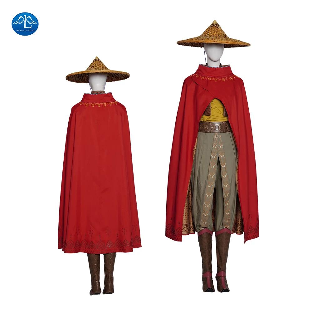 

Raya and The Last костюм дракона для косплея Raya боевой костюм женский наряд на Хэллоуин Красная накидка платье принцессы сделанное на заказ шикарн...