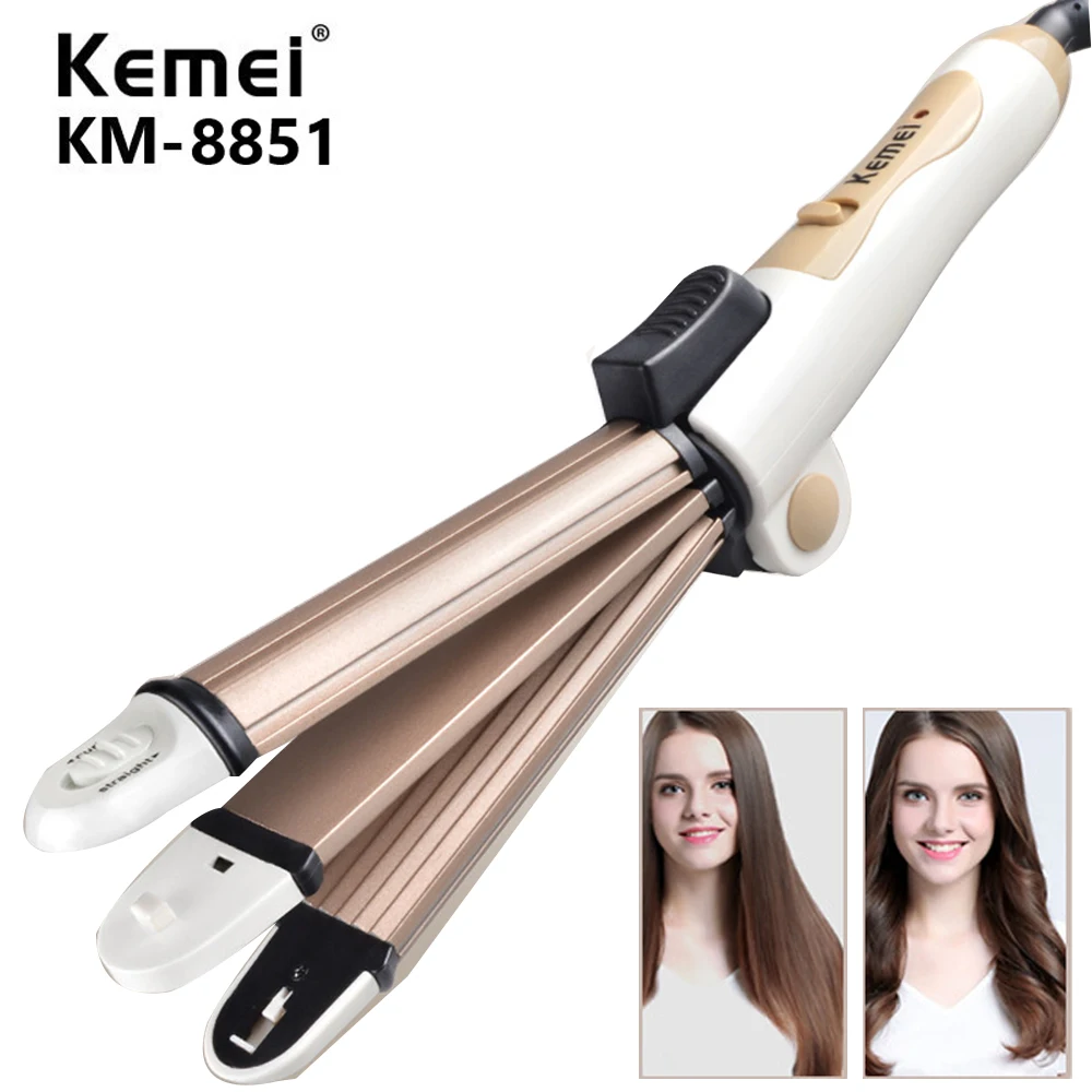 

Kemei KM-8851 3 In 1 Multifunction Hair Straightener Hair Curler Ceramic Coating Foldable Hair Curling Iron Hair Styler