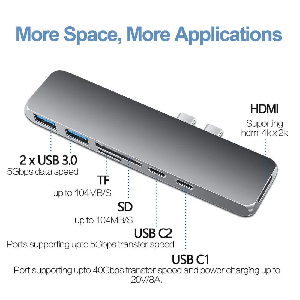 7 в 1 USB C type SD/TF кард ридер 3 концентратор адаптер HD выход 4K HDMI 0 для MacBook Pro