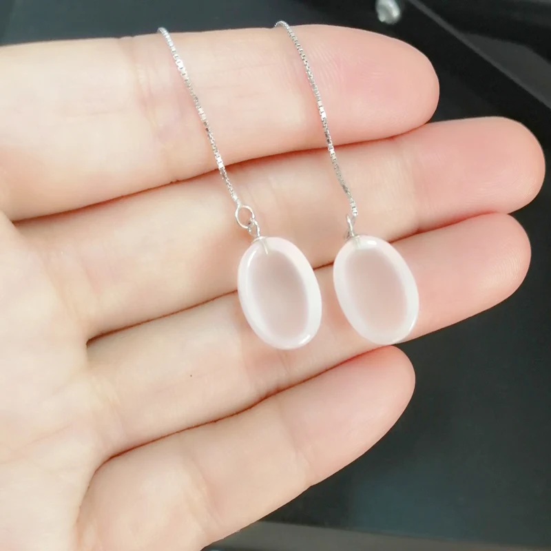 Серьги-капли из натурального розового кварца 6.5ct* 2 шт драгоценный камень Серебро 925 пробы хорошее ювелирное изделие T8112103