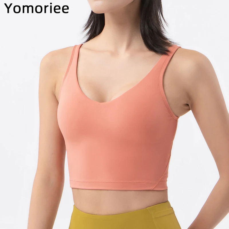 

Sexy Sports Vest Female V-neck Beauty Back Fitness Running Yoga Bra Solid Color Workout Crop Top For Women Training Yomoriee