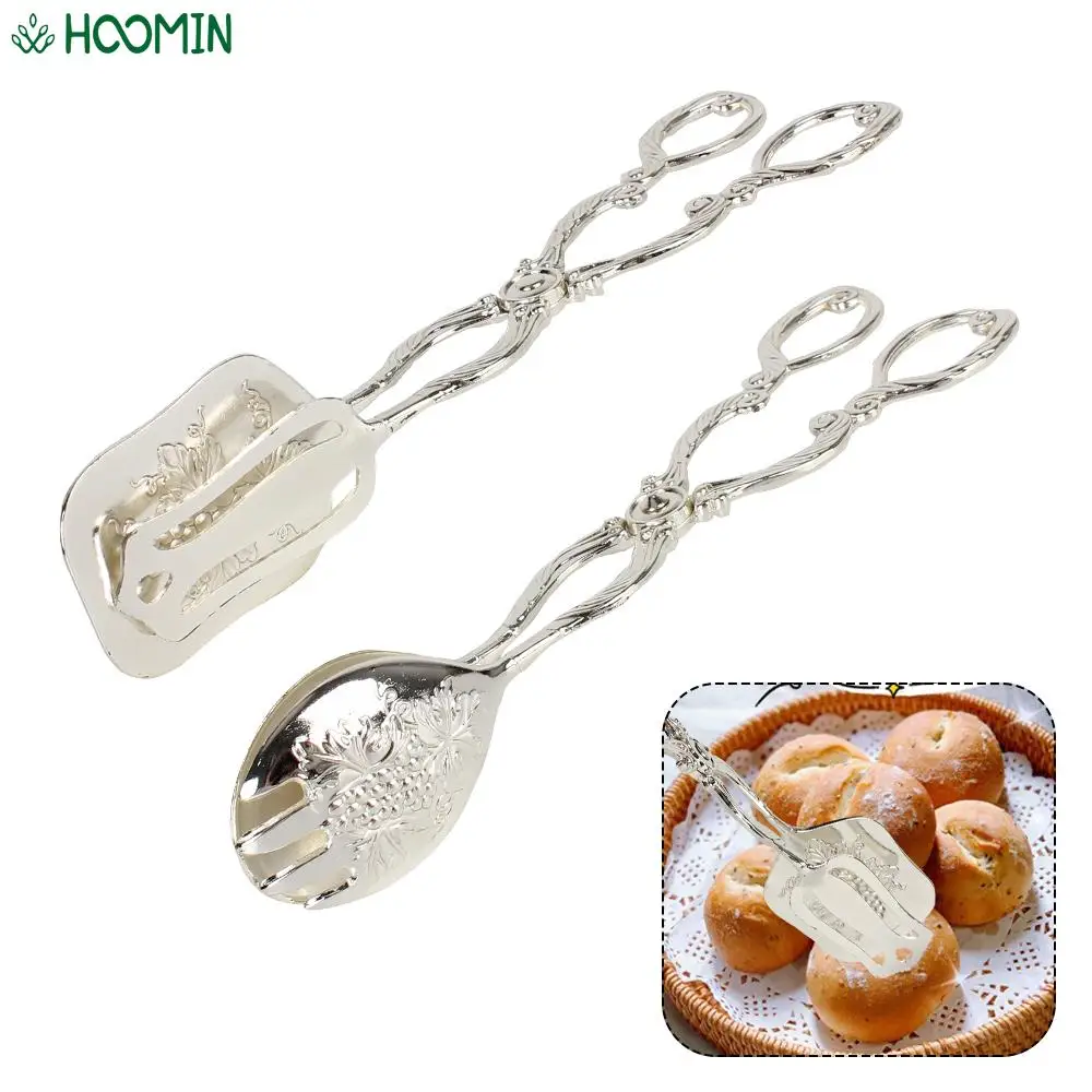 

Vintage style Snack Cake Clip Salad Pastry Clamp Gold-plated Buffet Food Tong Baking Barbecue Tool Fruit Salad Cake Clip