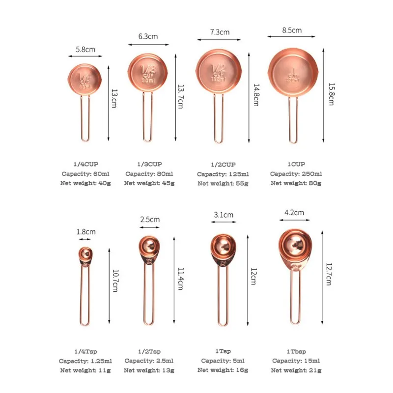 

8Pcs Stainless Steels Measuring Spoon Cup Set Seasoning Spoons With Engraved Ruler For Measuring Food Ingredients Baking Cooking