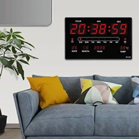 extra big screen led office wall desk clock 12h 24h calendar time days week year temperature meter projection clocks usb