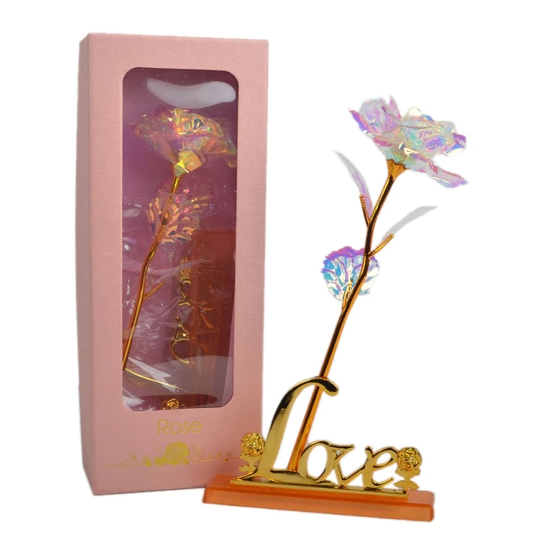 

Искусственные цветы на День святого Валентина, роза, цветка вечная, 24-каратное золото, роза, красочная с основанием, роскошная Подарочная ко...