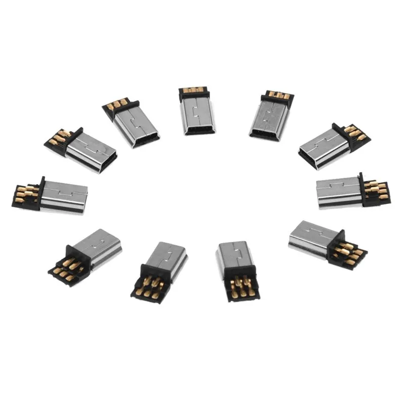 Новый стиль адаптера KSOL 10 шт. Mini USB 5 Pin штекер разъем SMT &quotсделай сам&quot Серебряный