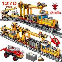 city electric train track car technical building blocks mechanical rail trai railway figures bricks toys for children