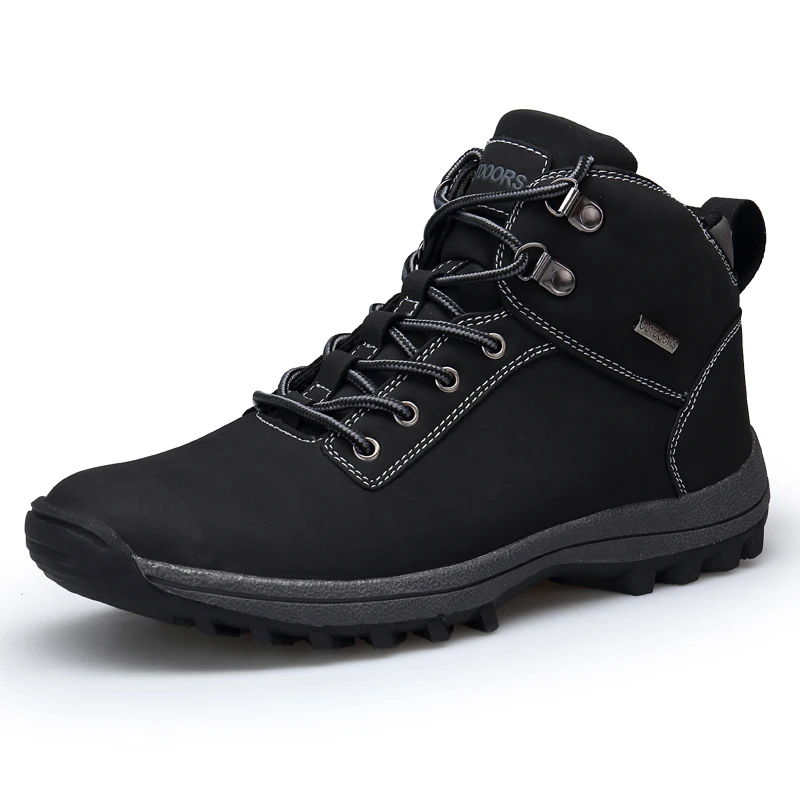 

Mens Boots Autumn Winter Mens Leather Fashion Sneakers Lace Up Outdoor Mountain Men Winter Shoes Waterproof Big Size 39-46