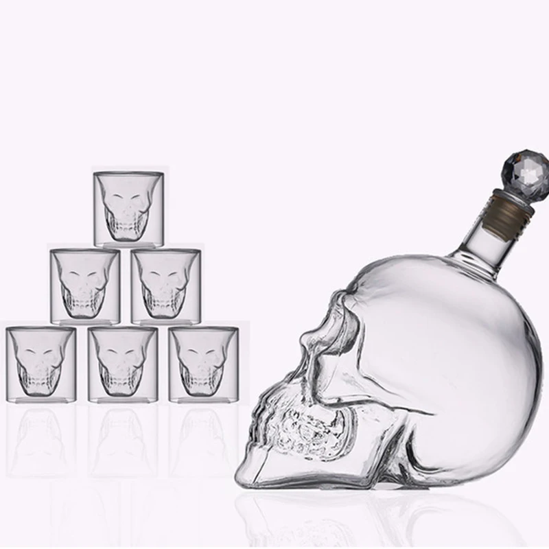 

Skull Head Shot Glass Cup Set Glasses Of Wine Mugs With Double Bottom Cocktail Whiskey Crystal Shot Glasses For Vodka Cups