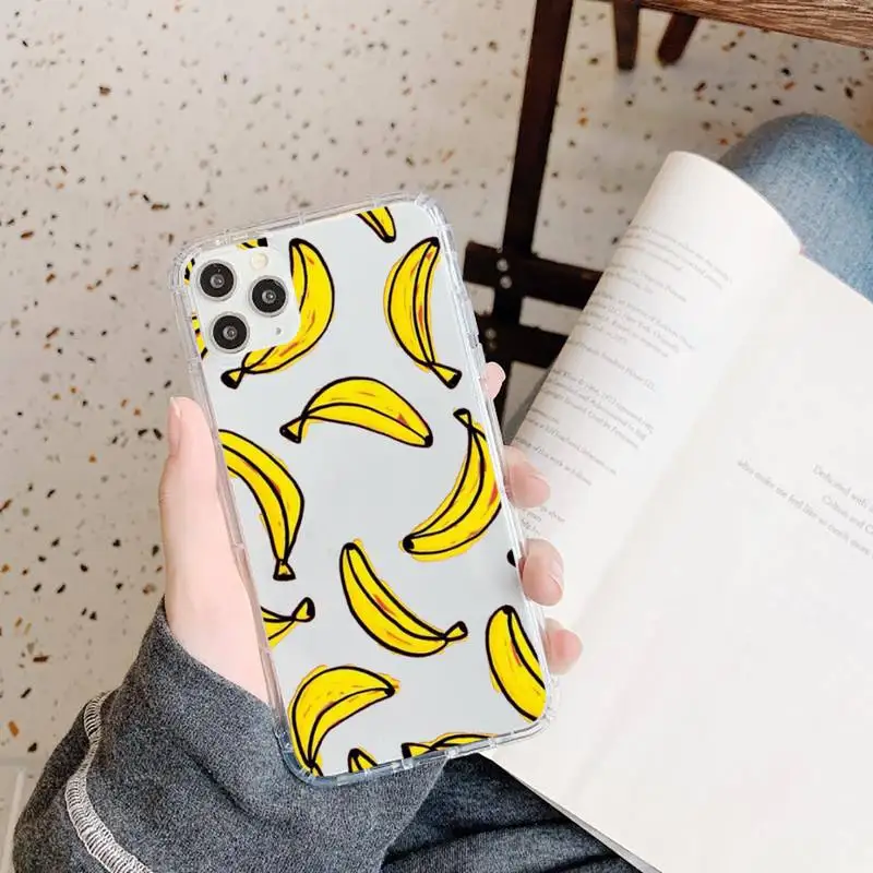 

Cartoon fruit banana Phone Case Transparent soft For iphone 5 5s 5c se 6 6s 7 8 11 12 plus mini x xs xr pro max