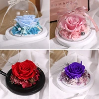 romantic preserved rose fresh glass dome mother day gift for mom or wife
