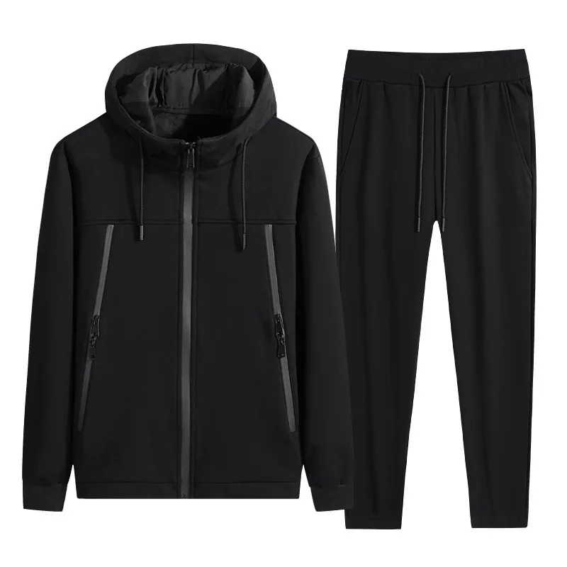 

Men's Sports Suit Outdoor Fitness Jogging Plus Velvet Suit Sports Thickening Two-piece Cardigan Sweater Long-sleeved Jacket