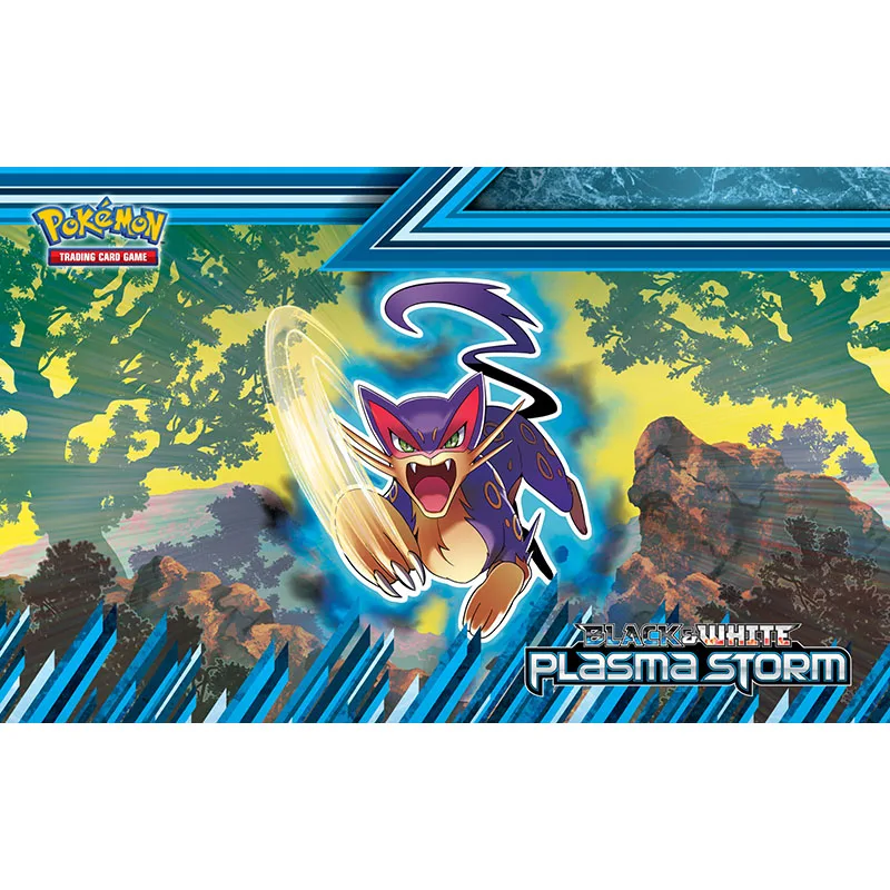 

Bandai Playmat Japan Anime Pokemon Trading Card Game Pad Toys Liepard Plasma Storm TCG Accessories Mat Foam Rubber Kids