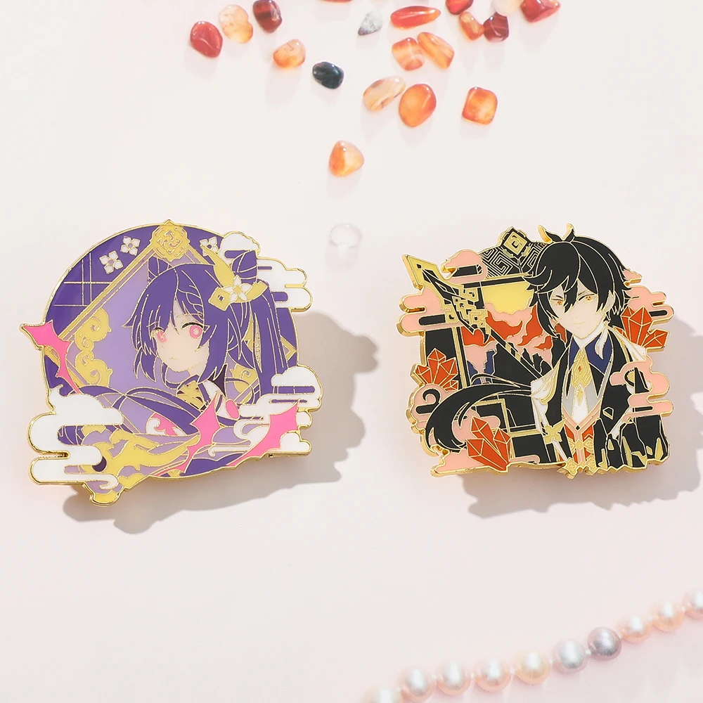 Cartoon Anime Genshin Impact Xiao Barbatos Keqing Brooch Icons Cosplay Prop Denim Jeans Accessories Pin Jewelry Gift for Kids | Украшения и