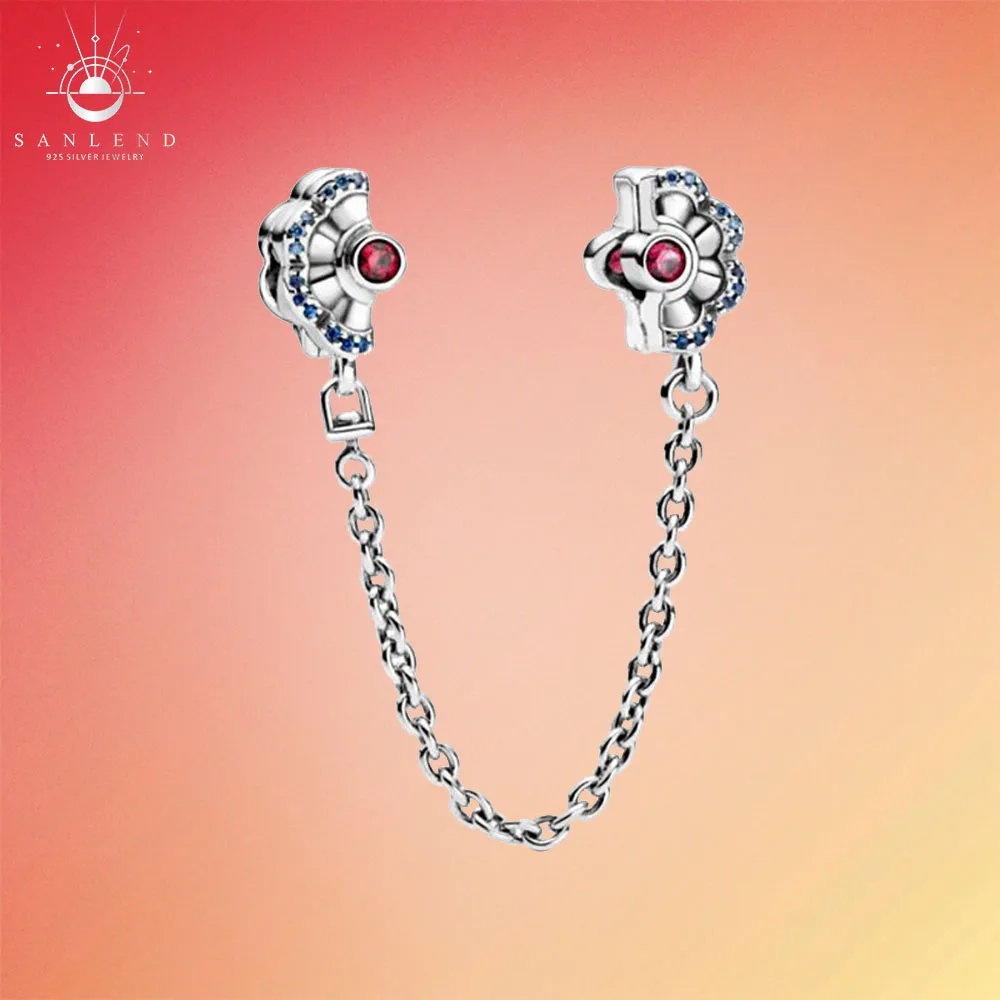 

Sanlend бусины из стерлингового серебра 925, голубые и розовые шорты вентилятор предохранительный цепной зажим, брелоки, подходят к оригинальны...