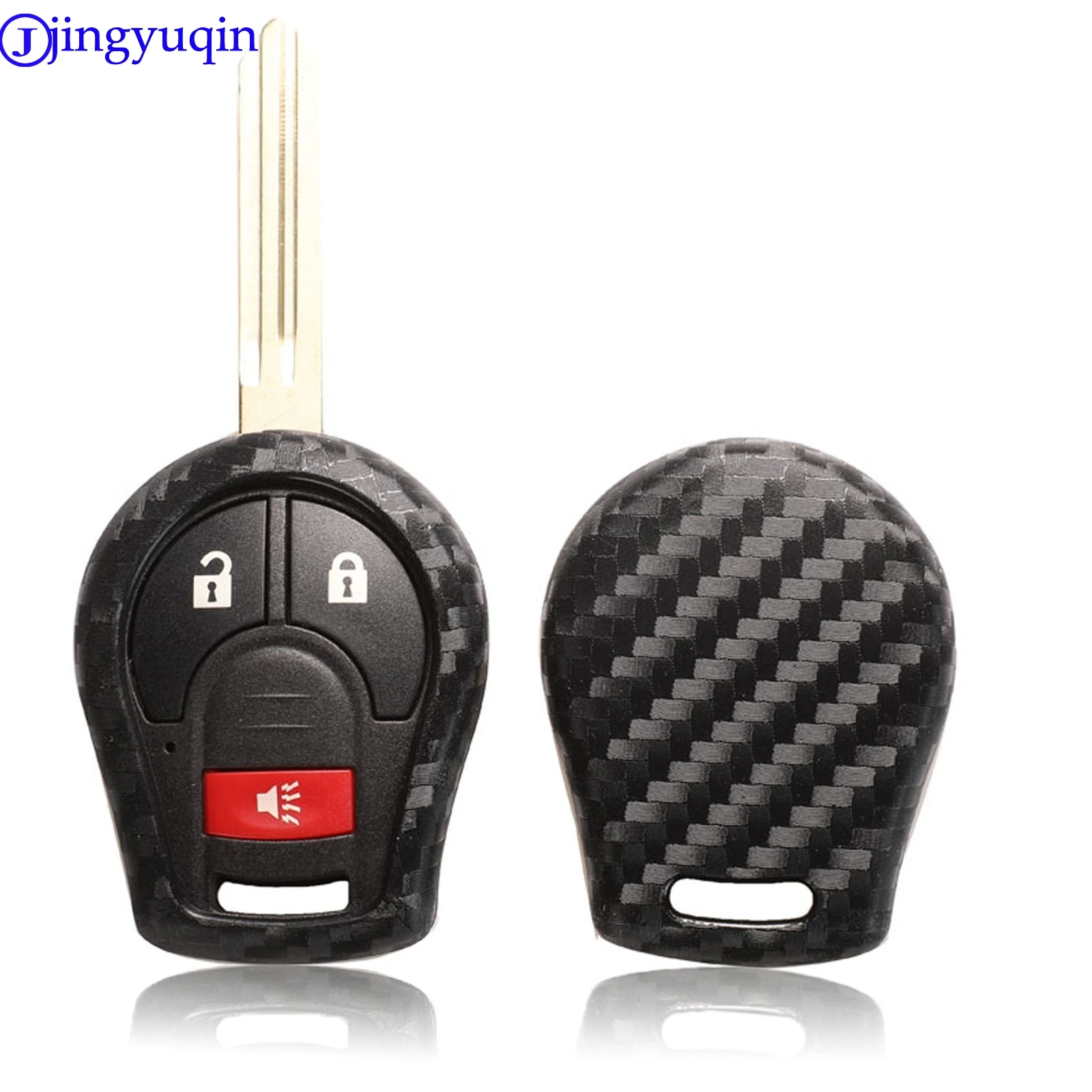 

jingyuqin 2/3/4 Buttons Car Key Case Cover For Nissan Juke March Qashqai Sunny Sylphy Tiida X-Trail Carbon Silicone