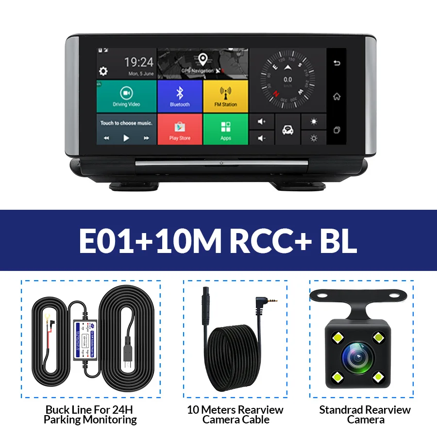 E01-10M RCC-BL E-ACE E01 Автомобильный видеорегистратор gps 4G навигационный трекер " Android 5,1 Автомобильная камера wifi 1080P ADAS видео рекордер для автомобильных навигаторов туризма - Название цвета: E01-10M RCC-BL