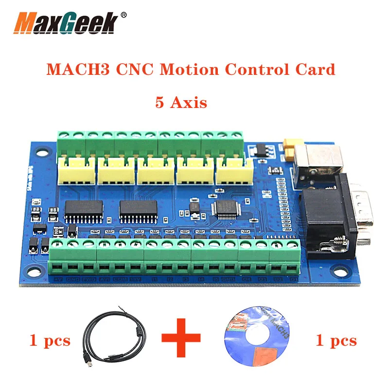 Maxgeek Upgrade MACH3 контрольная карта с ЧПУ 5 осей Breakout Board 100 кГц USB кабель для гравировки