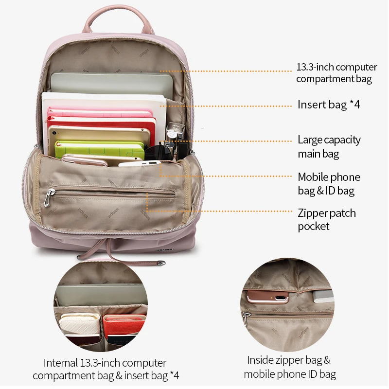 ZOGER Oxford cloth ultra light shoulder bag Korean version new college student bag female simple wild backpack