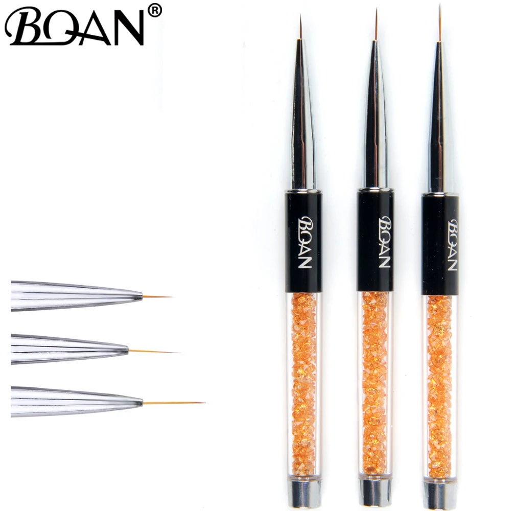 BQAN 1 PCS Crystal Handle 7/9/11mm Drawing Brush Liner Painting Pen Gel Polish Nail Art Manicure Tools | Красота и здоровье