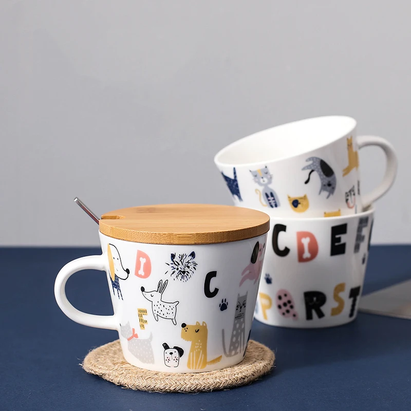 

Personalised Cat Ceramic Coffee Mug with Spoon Humour Cute Espresso Cup Creative Milk Cup Office Tazas Kitchen Drinkware MM60MKB