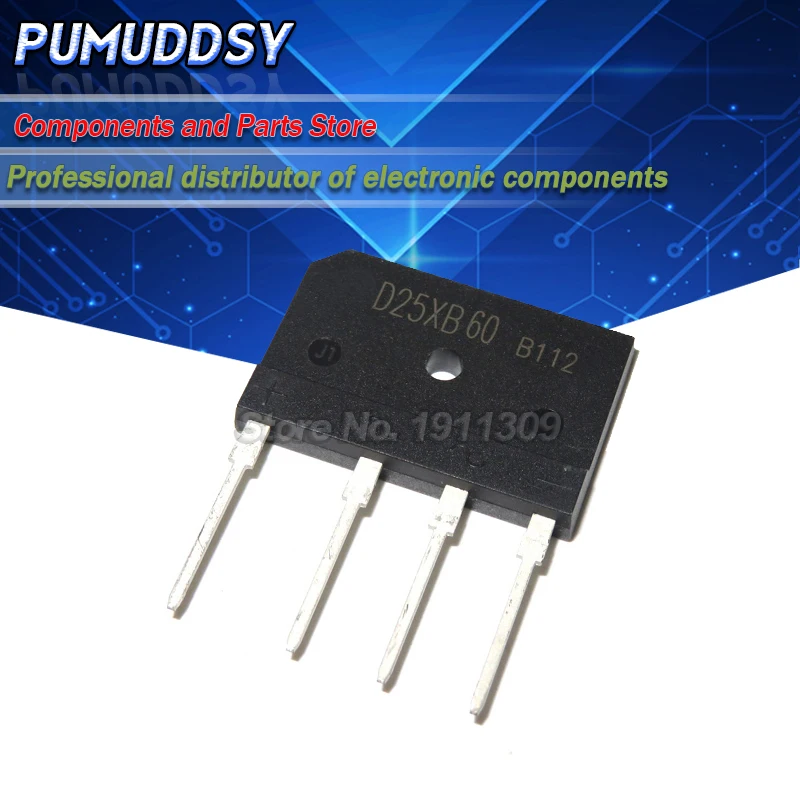 

5PCS D25XB60 25XB60 600V 25A ZIP Bridge Rectifiers VRM=600 IFSM=350