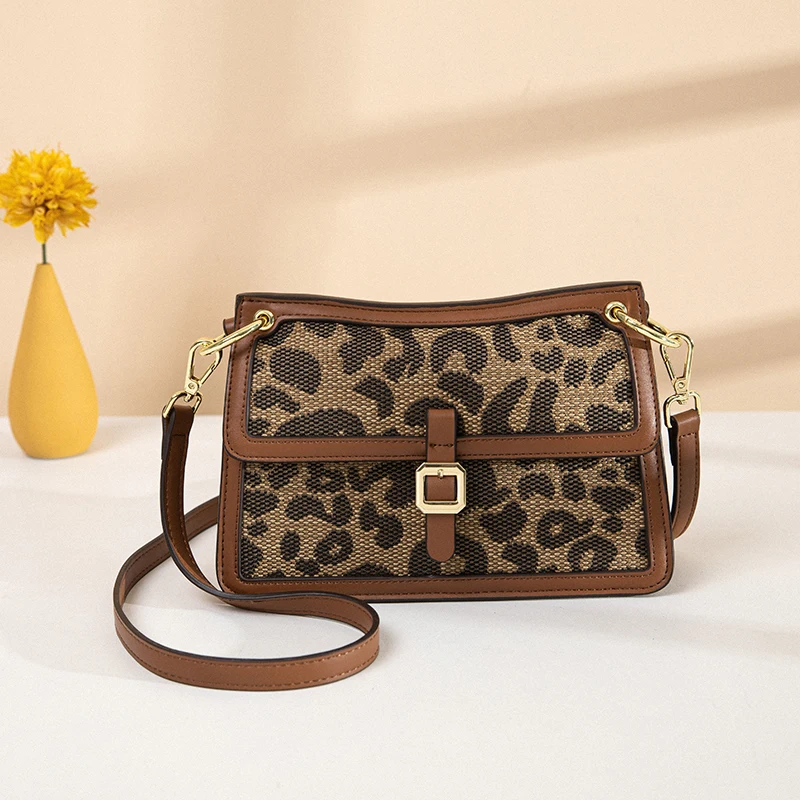 

Women Fashion High Quality Leopard Print Leather Handbag Female Retro Shoulder Crossbody Messenger Bag Designer Sac for Ladies