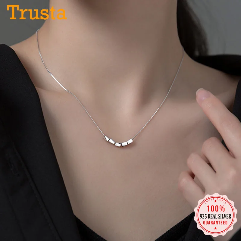 

Trustdavis Women's Fashion 925 Sterling Silver Simple Geometry Pendant Short Necklace For Women Wedding Party Jewelry DB1342