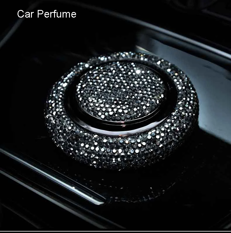 

Black Rhinestone Car Interior Accessories Diamond Steering Wheel Cover Crystal Car Air Freshener Keychain Tissue Box Decoration