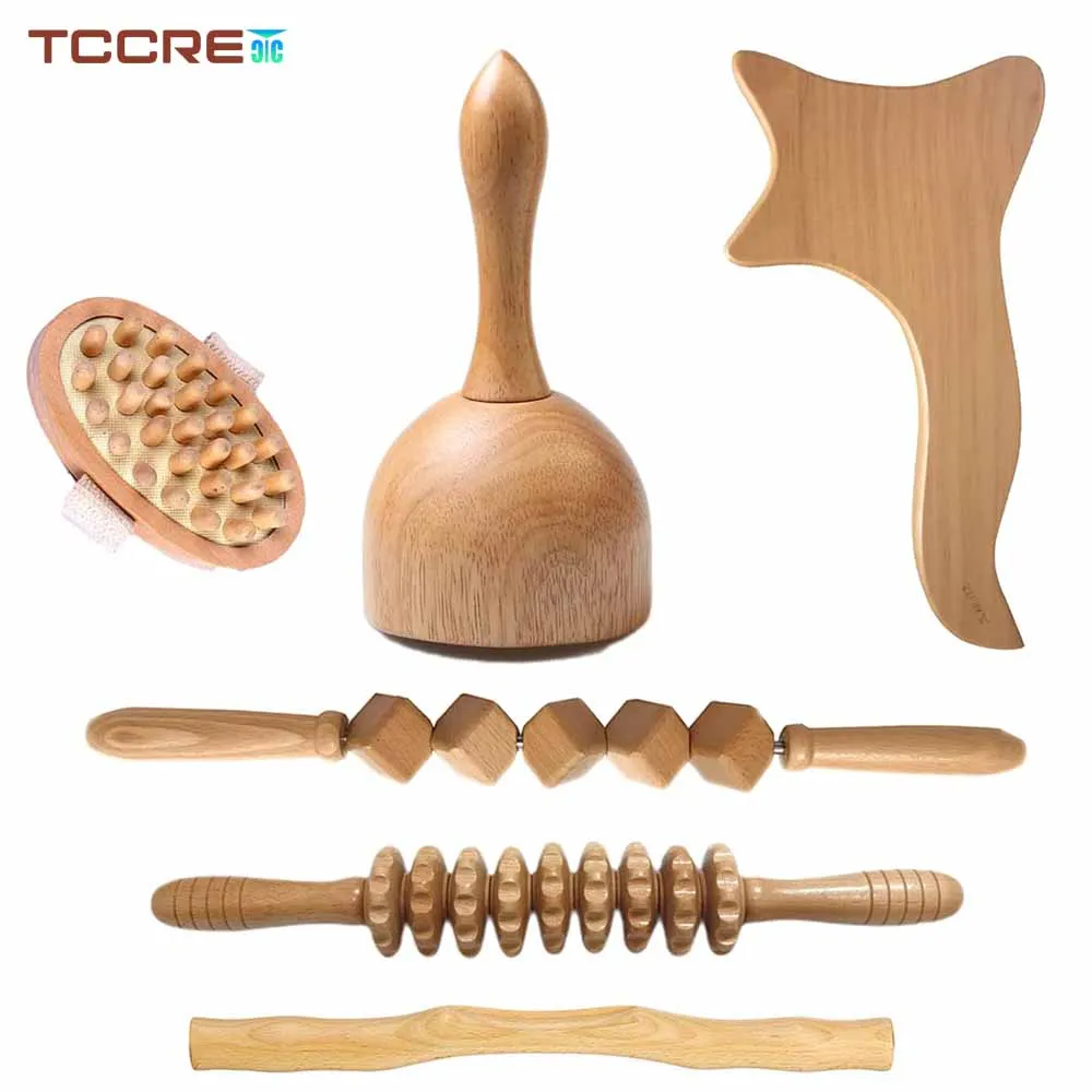 

6Pcs Wood Therapy Massage Tools,Maderoterapia Colombiana,Lymphatic Drainage Massager Roller Therapy Cup,Anti Cellulite Gua Sha