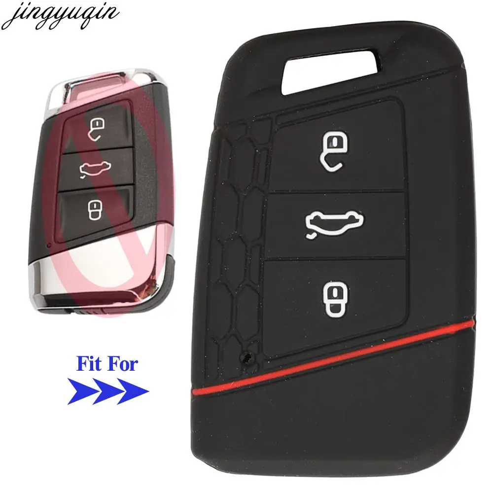 

Jingyuqin, 3 кнопки, искусственный силиконовый чехол для VW Magotan Passat B8 CC, новый Sagitar Tiguan Skoda 2020, защита