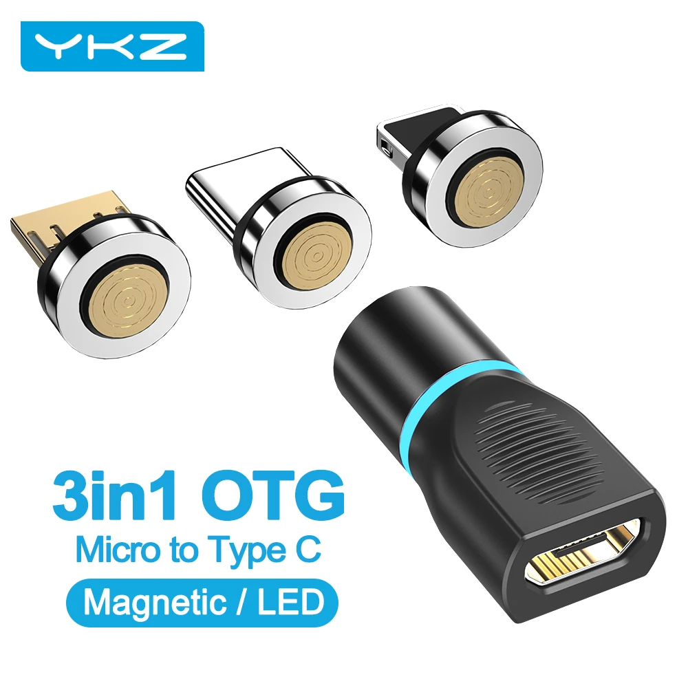 Магнитный адаптер YKZ с Micro USB Type C на 8-контактный переходник для зарядки и передачи
