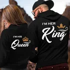 Толстовка с капюшоном для влюбленных Queen King, Модный спортивный костюм для пар, свитшот с капюшоном, детская одежда в стиле хип-хоп для мальчиков, флисовое пальто в готическом стиле