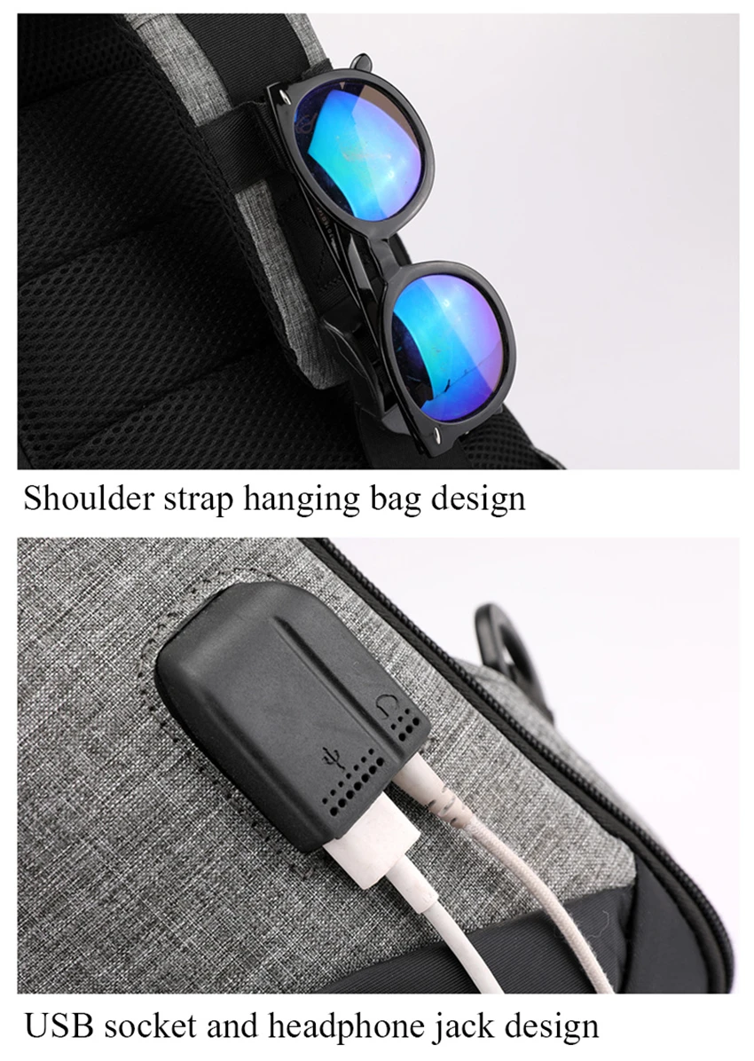 Новая мужская нагрудная сумка с usb-зарядкой, маленький рюкзак, Мужская водонепроницаемая оксфордская ткань для отдыха, многофункциональная Наплечная Сумка