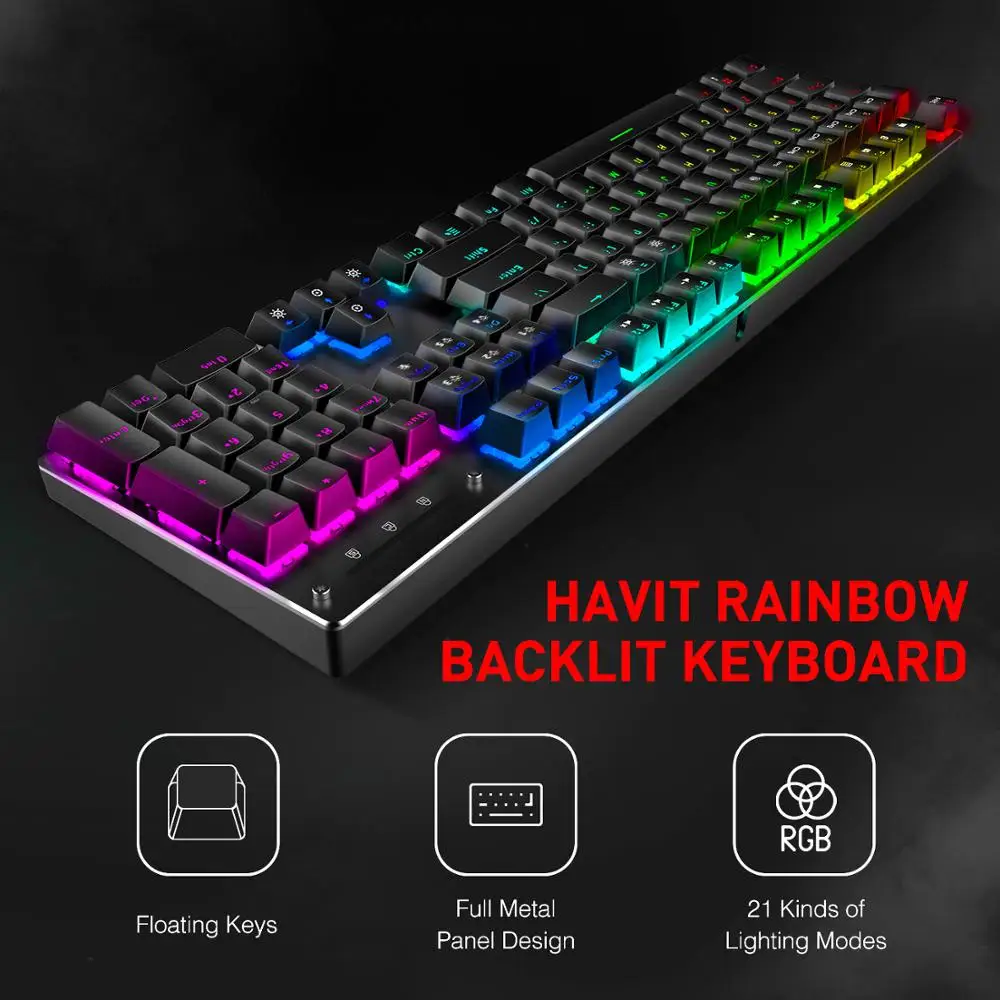 Игровая Проводная клавиатура и мышь Havit механическая 104 клавиши 4800DPI|Комплекты
