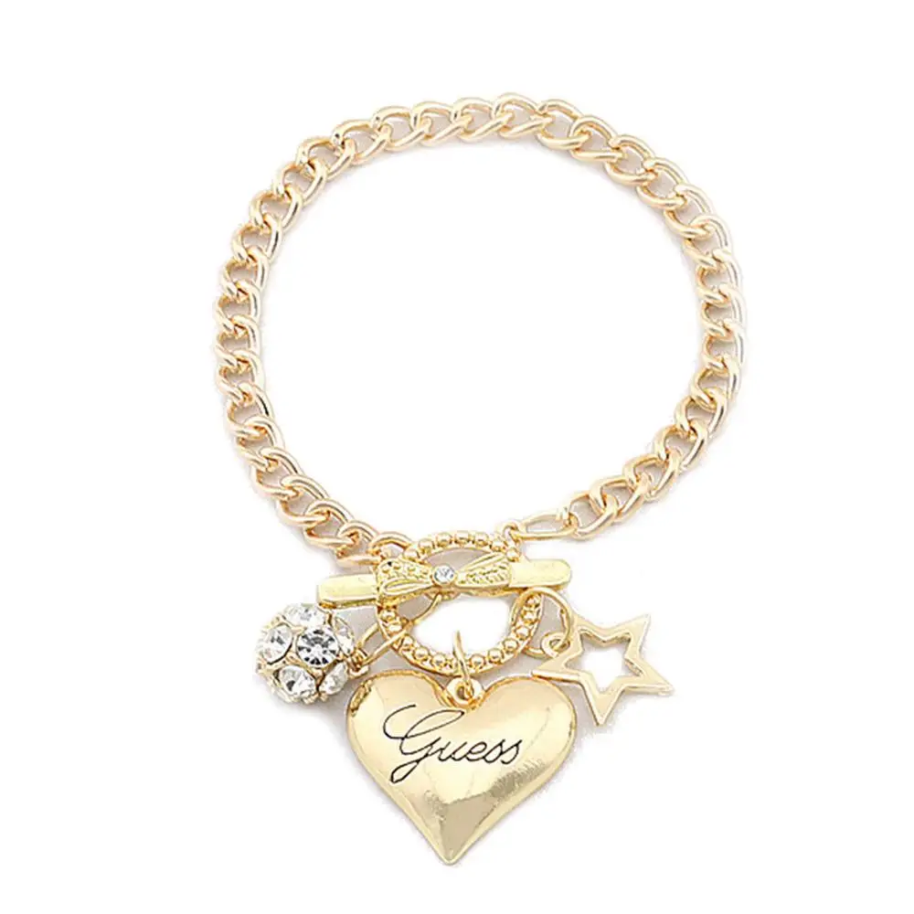 

Fashion Women Wild Simple Pentagram Heart Bracelet Crystal Chain Solid Color All-match Crystal Bracelets Valentine's Day Gift