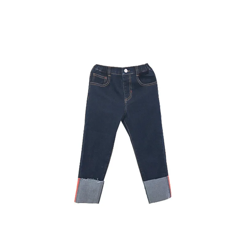 

Korean RJ Girl Jeans Stretch Cotton Slim Pants Spring Style Trendy Boy Baby Dark Blue All-match Leggings Outer Jeans
