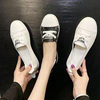 2021 summer fashion women casual shoes comfortable white nude sneakers lace up leather girls flats shoes zapatos para mujer