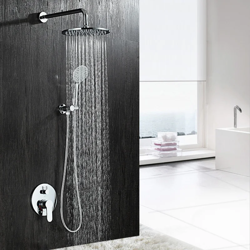 Набор круглых душевых кранов Beiluode, монтируемый на потолок, из латуни, с дождевой насадкой, холодной и горячей воды, смеситель для ванны, скрытый набор LA1026.