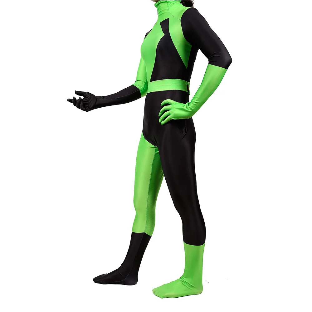 Костюм супер злодеев Shego из Ким возможен костюмы на Хэллоуин лайкры и спандекса