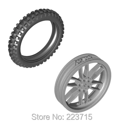 * Обод мотоцикла + Шина 100, 6 х17 мм * 2 шт. JH273 Сделай Сам просвечивающий блочный кирпич часть № 88517 + 11957