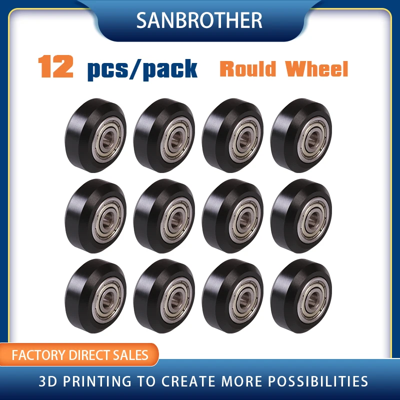 

12/24pcs CNC Plastic POM Wheel with 625zz Idler Pulley Gear Passive Round/V-Slot Perlin Pulley Wheel for CR10 Ender 3