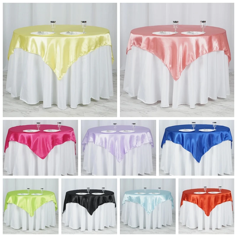 

Satin Table Overlay Banquet Wedding Table Cloth For Event Party Home Decoration