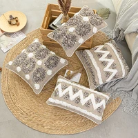 morroccan style cushion cover 45x45cm grey diamond tufted zigzag plillow cover home decoration for sofa bed chair pillowcase