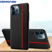 for iphone 12 mini 11 12 pro x xs max xr se 2020 case cenmaso original carbon fiber texture leather back cover shockproof case