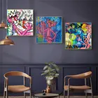 Аниме граффити Искусство Холст Живопись стены Художественные плакаты и принты абстрактный розовый картинка с леопардом для гостиной Cuadro домашний декор