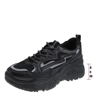 

Women Chunky Sneakers Platform 4cm Thick Sole Ladies Casual Vulcanize Shoes Web Celebrity Dad female fashion Sneakers Designer