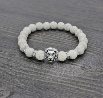 8 мм ehrh2 Серебряный Золотой медный Лев Рейки чакра браслет эластичная