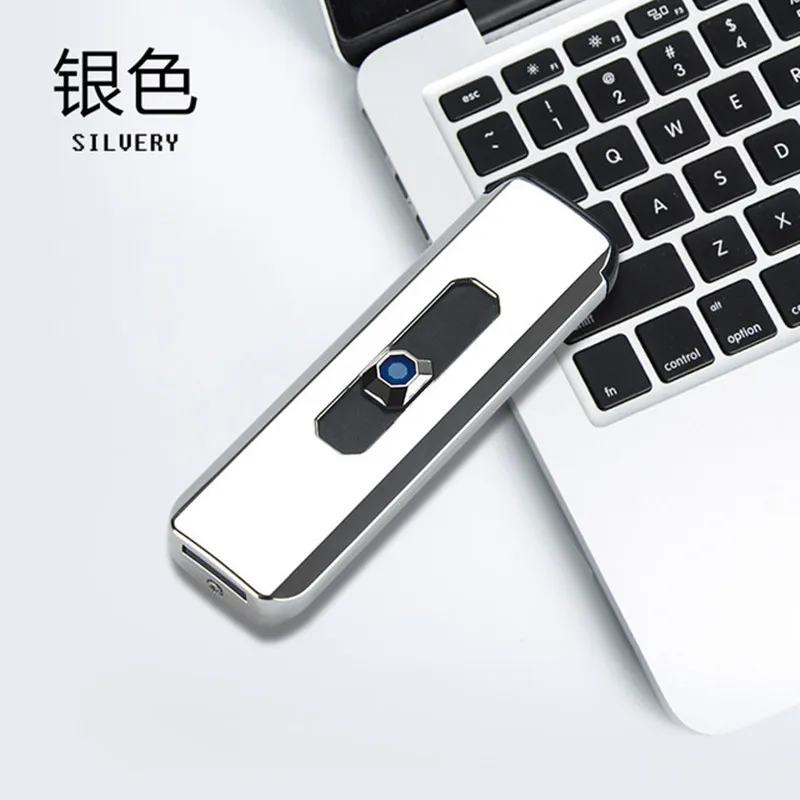 USB push button double-side charging lighter electronic windproof cigarette Charging ultra-thin | Дом и сад